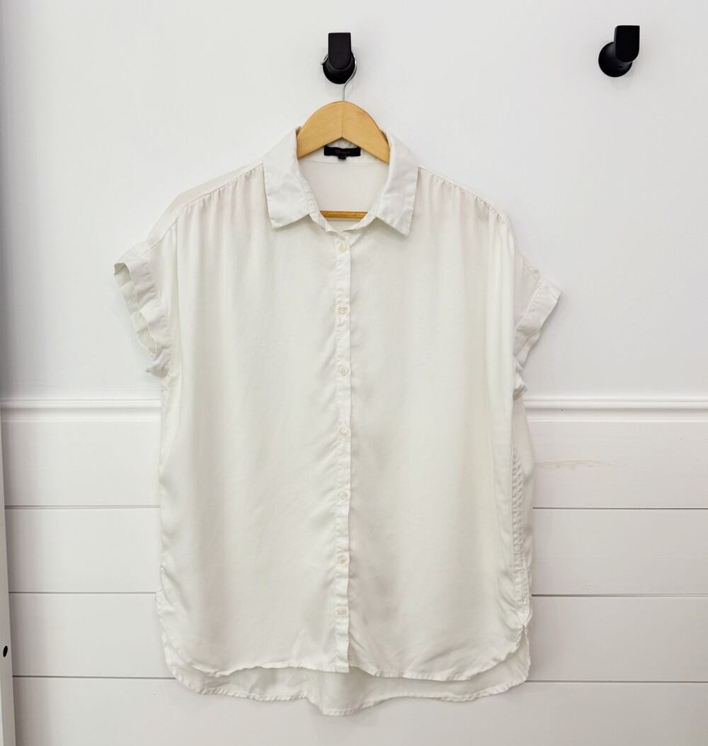 Women’s Quince White Button Down Blouse Top Size M